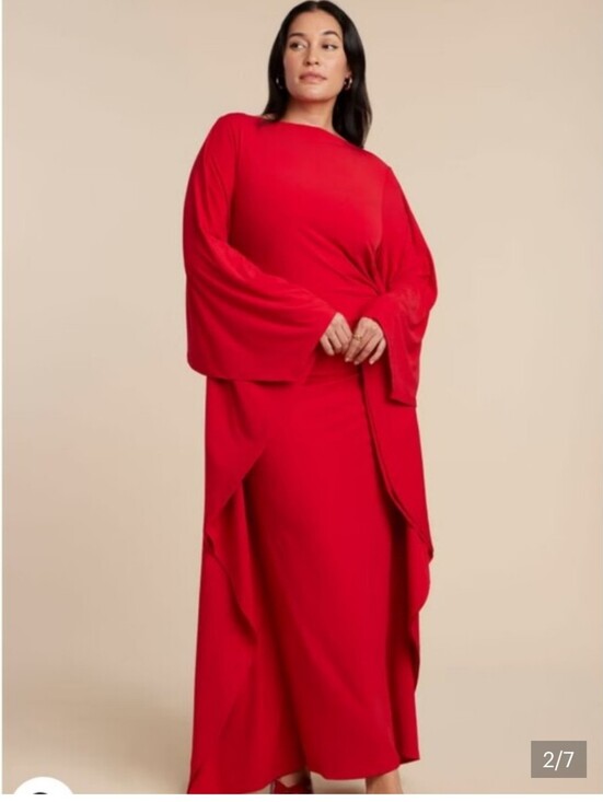 Eloquii Dresses & Skirts - Eloquii Red Maxi Dress Sz 16 with Draped Sleeves
